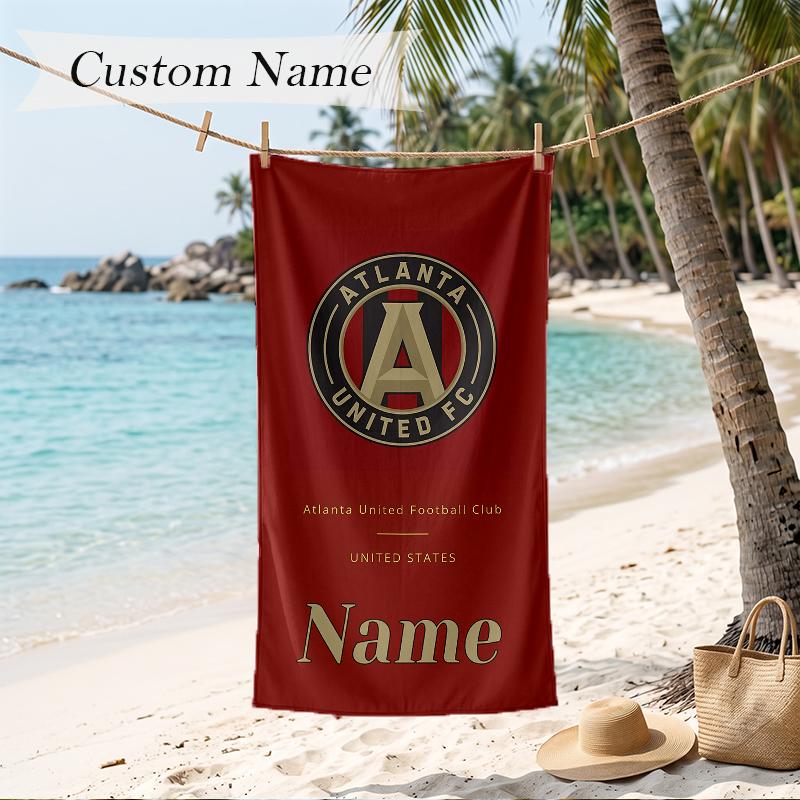 Atlanta United Custom Name Printed Beach Towel Personalized Soft Towel For Swimming Beach Travel