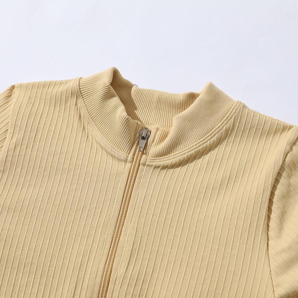 Hot Style Zipper Sport Fitness Suit Set: Women's Long Sleeve and Pants Seamless Yoga Outfit