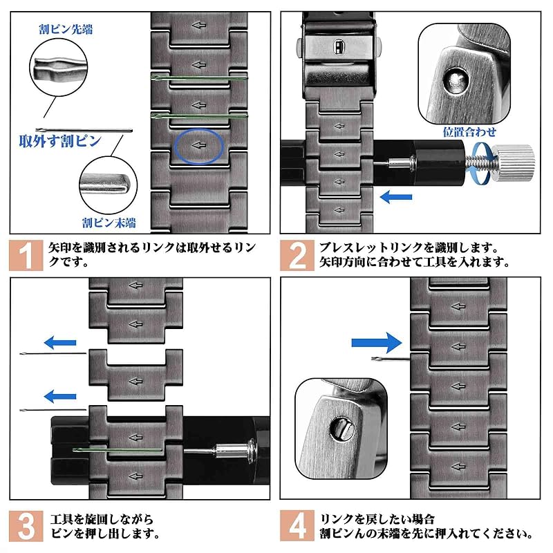 [WOCCI] watch belt metal 20mm watch band men's 316L stainless steel metal watch bracelet Quick Release dark gray