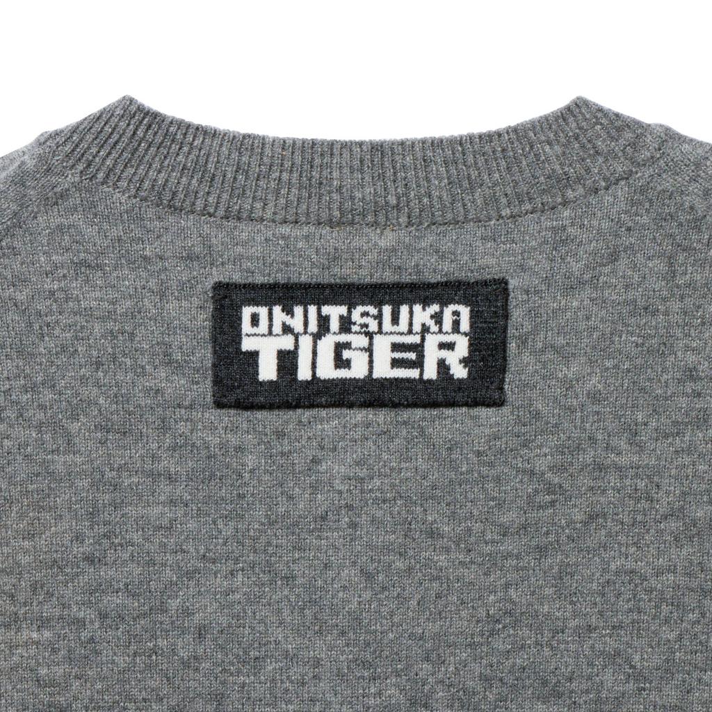 ONITSUKA TIGER LS Knit Top Solid Color Fashion Loose Round Neck Long Sleeve Sweater Unisex Tops Gray 2183B363-020
