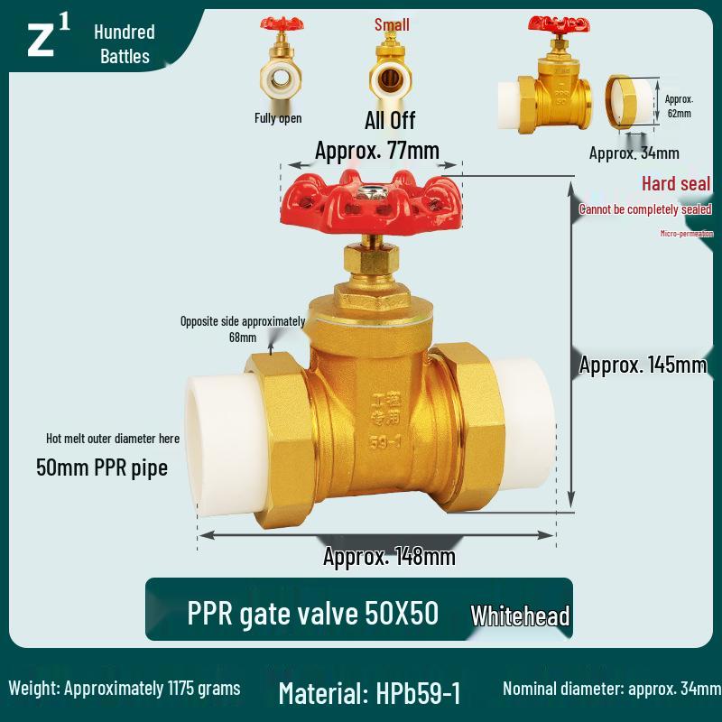 Full Copper Gate Valve for PPR, PE, and Tap Water Pipes - 20mm, 25mm, 32mm Double Union, Hot Melt Compatible.