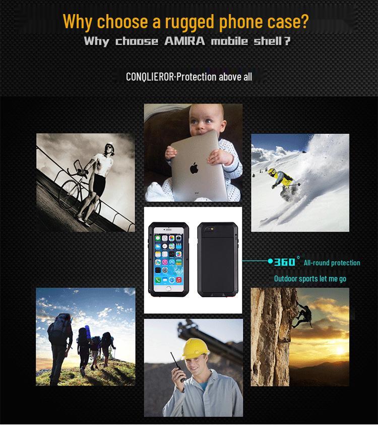 Durable Metal Protective Case for iPhone 6/7/8 - Anti-Drop, Water & Dust Resistant