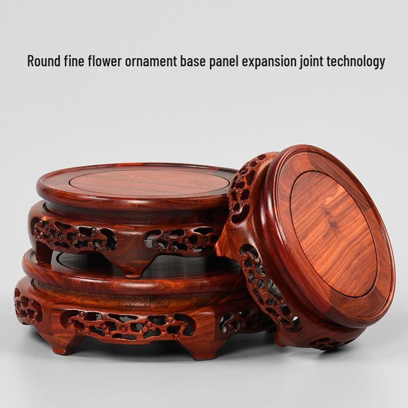 Red Sandalwood Buddha Statue & Vase Stand