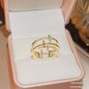 New Seiko Cross Double Layer Ring for Women's Niche Design Ins Cool Style Fashion Versatile Non Fading Open Ring