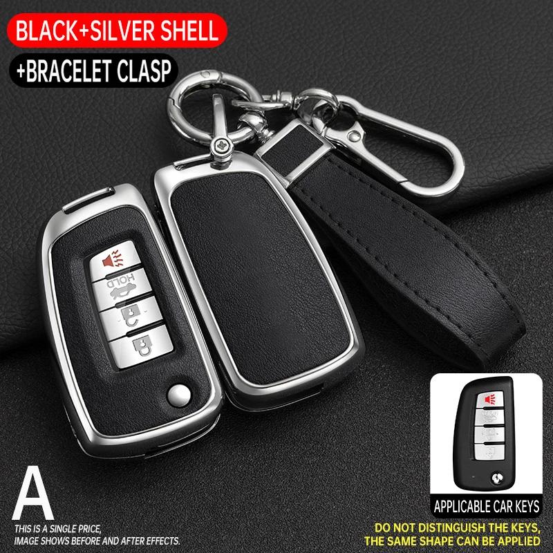 Zinc Alloy + Leather Car Key Case Cover Shell For Nissan Nv200 Sentra Versa X-Trail Qashqai J11 Juke Murano Micra Tiida Maxima