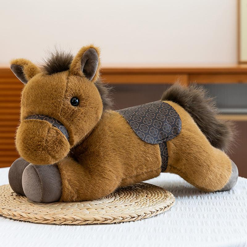 Cartoon Chinese Zodiac Horse Plush Toy Cute Stuffed Pony Doll Sofa Throw Pillow Home Decoration New Year Mascot Festival Gift