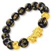 Fashion New Men Feng Shui Women Pixiu Wristband Good Luck Bangle Bracelets Obsidian Stone Beads