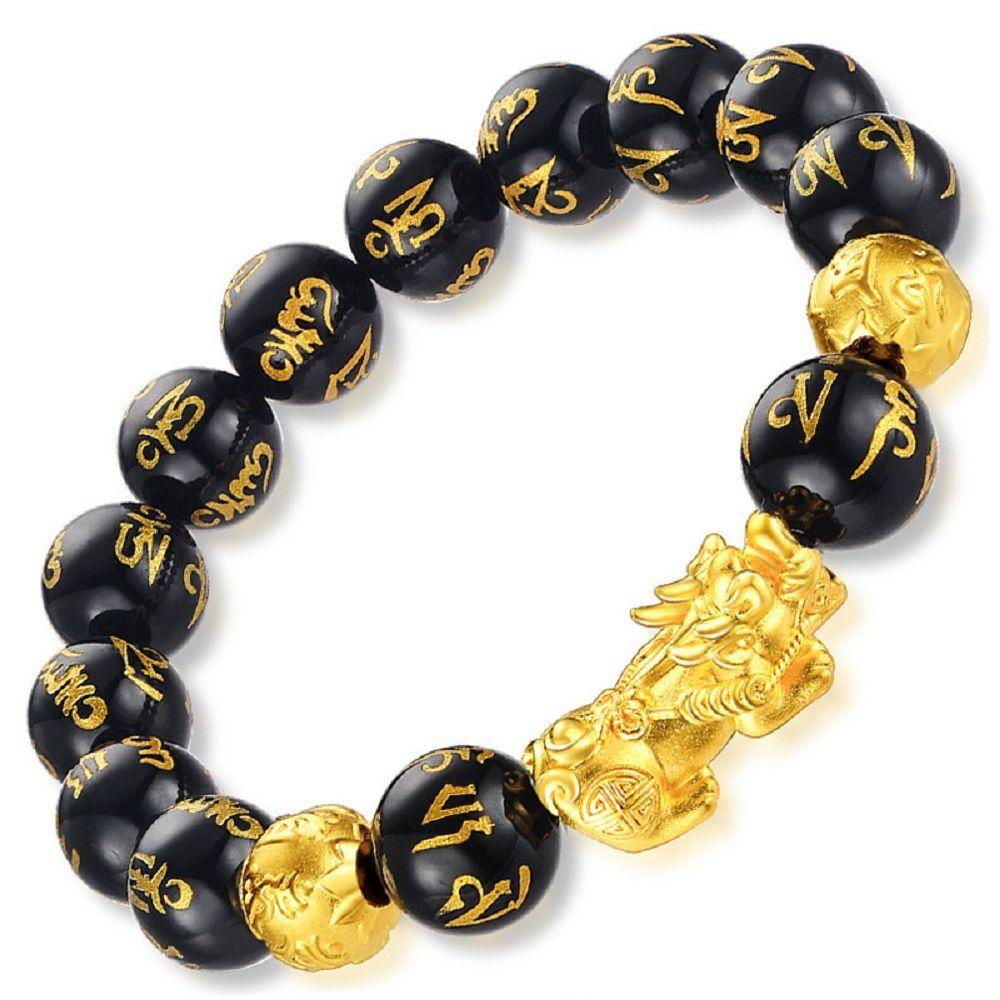 Fashion New Men Feng Shui Women Pixiu Wristband Good Luck Bangle Bracelets Obsidian Stone Beads