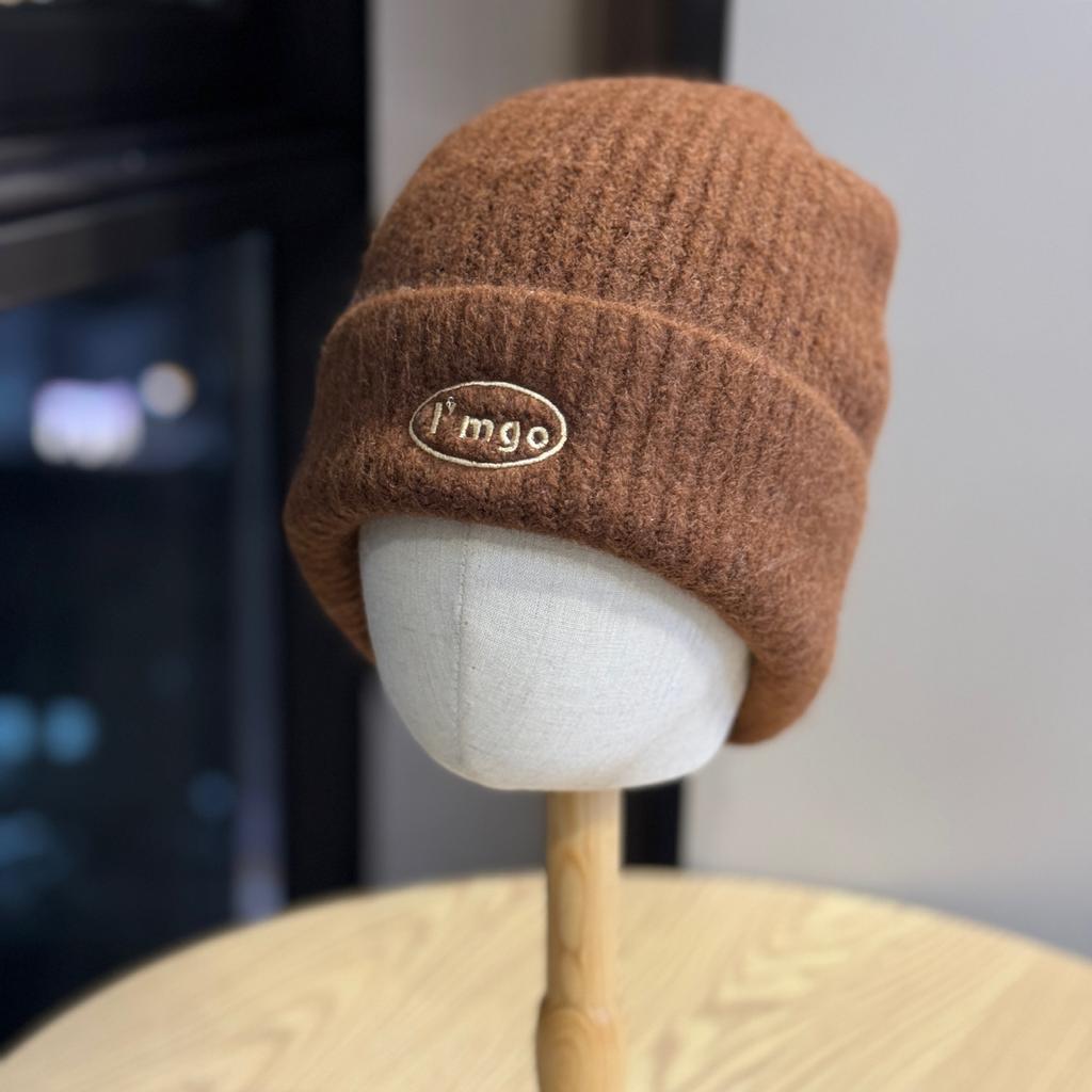 Letter Embroidered Woolen Hat for Women Korean Style Autumn and Winter Warm Large Head Circumference Ear Protection Knitted Hat for Men