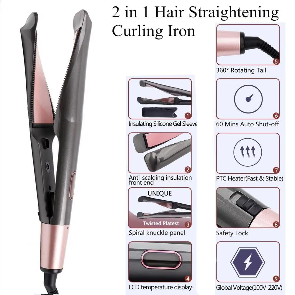 2026 Neuer Haarglätter Lockenstab 2 in 1 Negativionen Schnelle Heizung Styling-Eisen Professionelles Glätteisen Lockenwerkzeug für Zuhause und Reisen