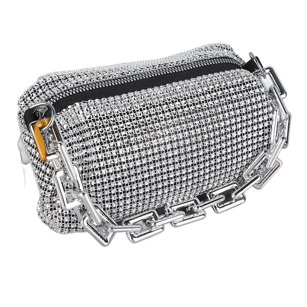 Women Messenger Bag Lady Handle Satchel Shoulder Bag Personalized Fancy Purse Handbag Silver Trendy