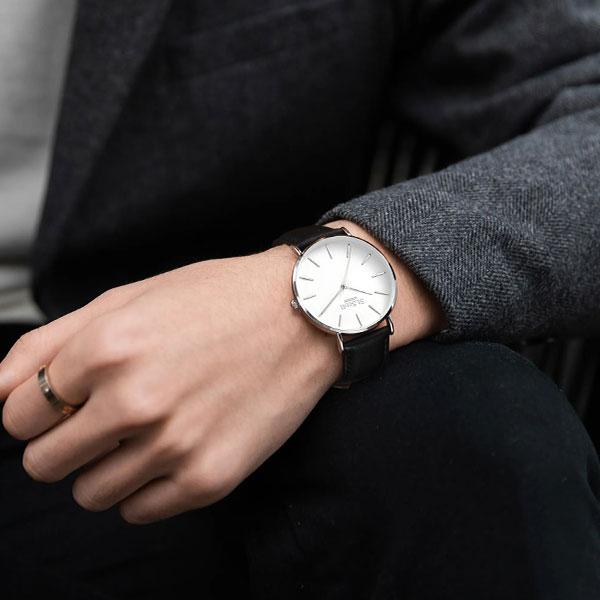 Seinteuseukoteuleondeon Grain Classic Couple Watches - Silver Black / St7011-Swbk