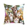 Cushion Cover Cute Cat Pattern Square Pillowcase Zipper Birthday Gift Sofa Home Hotel Decoration 45*45Cm