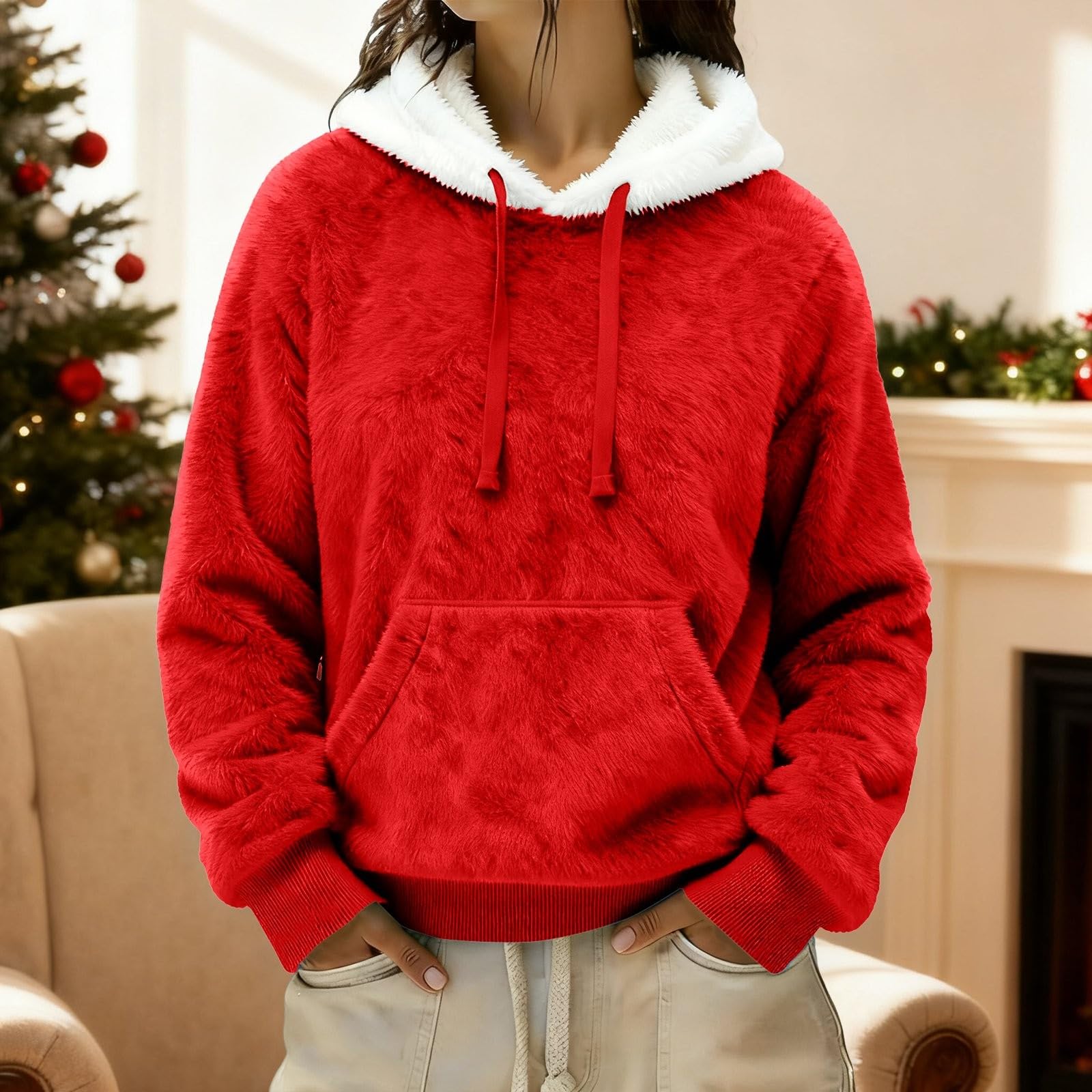 

Women s Fashion Loose,Fit Round Neck Color Long,Sleeve Top L червоний