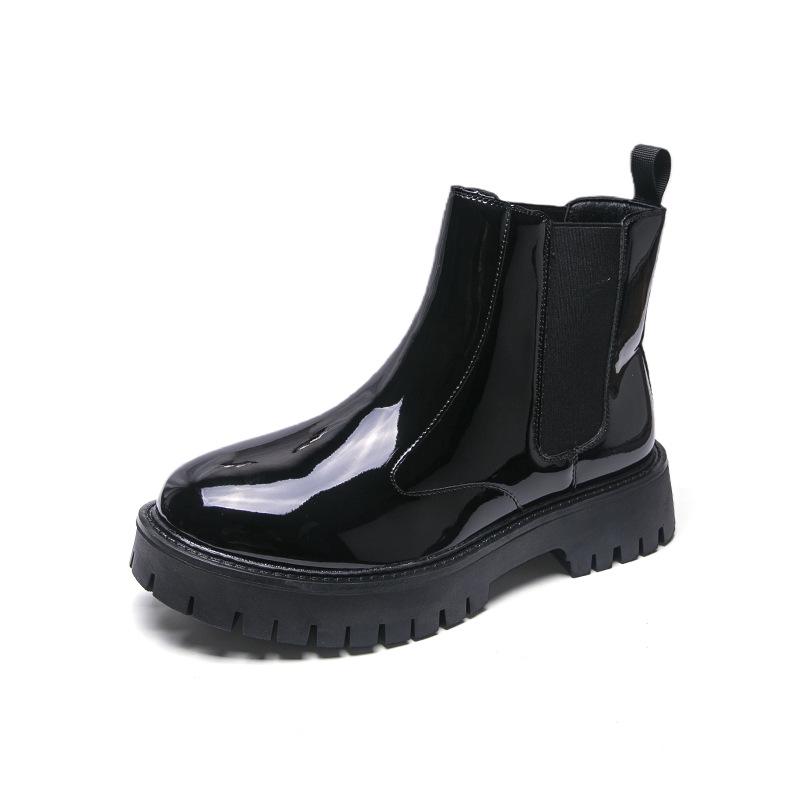 Men's British Style Chelsea High-Top Martin Boots, Slip-On Barrel Design for Spring and Autumn