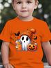 Summer Fashion Children's Short Sleeved T-shirt Pumpkin Halloween Cartoon Printed Casual Parent-child Top