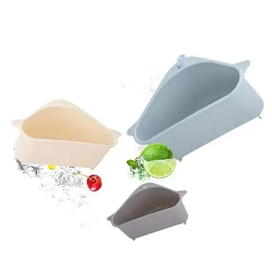 Kitchen Small Tools Triangular Sink Strainer Drain Fruit Vegetable Drainer Basket Suction Sponge Rack Storage Sinks Filter Shelf