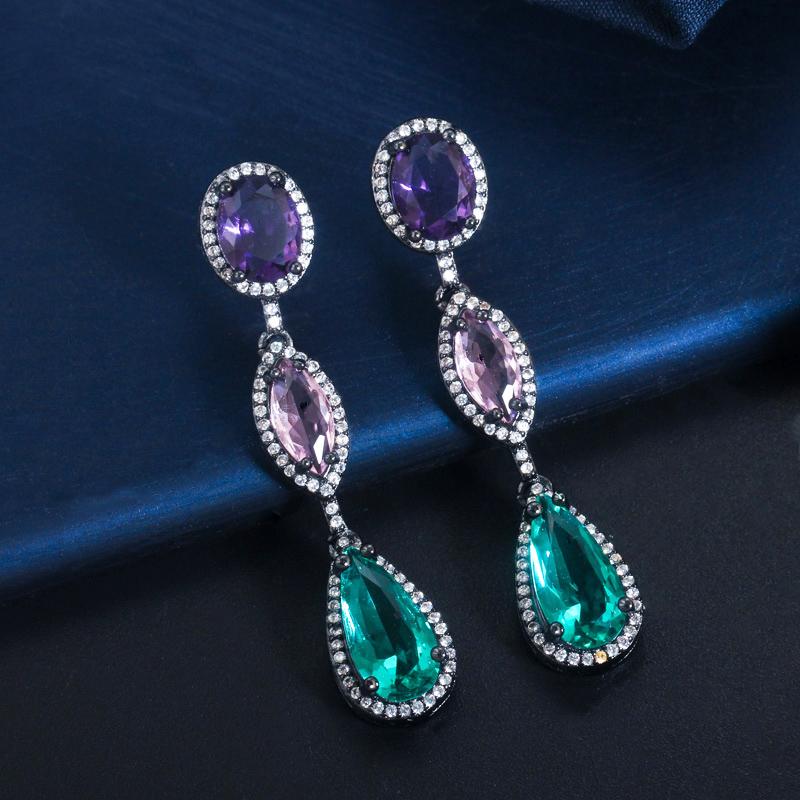 

Серьги WWJ Boho черного золотого цвета с кубическим цирконием и каплями воды золотой/чёрный