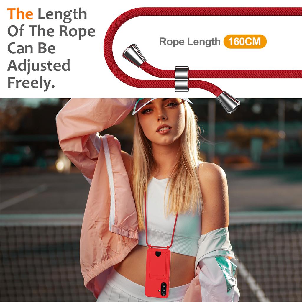For Samsung Galaxy M17 5G/F17 5G/A17 5G/A17 4G Case Liquid Silicone Card Holder Back Phone Cover with Lanyard
