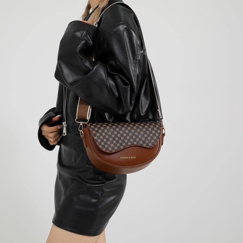 Leopard Print Women'S Bag Fashion Saddle Bag Texture Pu Shoulder Bag Niche Versatile Messenger Bag
