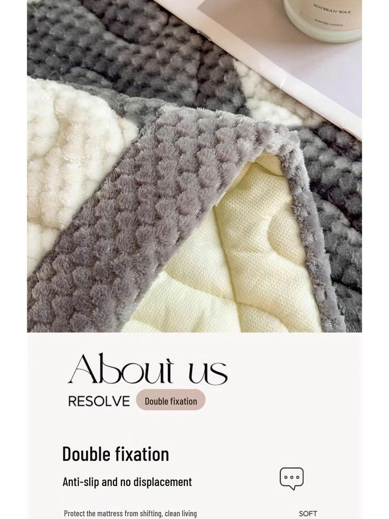 Thick Plush Winter Bed Pad - Solid Color, Warm Milk Velvet Mattress for Dormitory or Bedroom