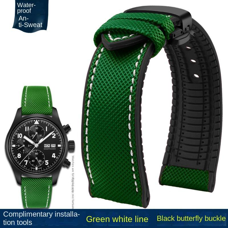 20mm 22mm 23mm 24mm Nylon Rubber Bottom Waterproof Watch Band for Longines IWC Pilot Mark 18 Seiko Omega Series Watchband Strap