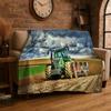Classic Tractor Car Scenery Flannel Blanket Soft Throw Blanket for Bedroom Living Room Bed Travel Camping Picnic Nap Cover Gift