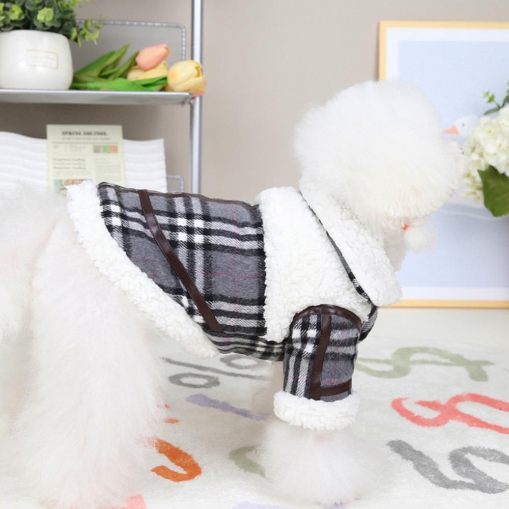 Koreanische Karo-Fleece Hunde-Winterjacke – Warmer Sherpa-Plaid-Mantel (S~XXL)