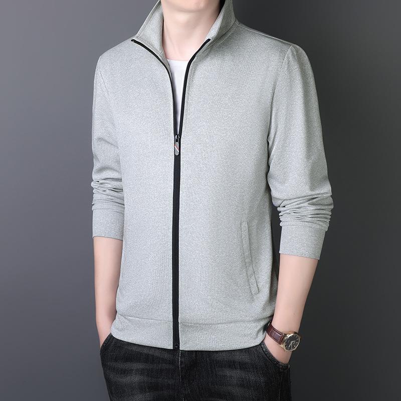 Осенний тонкий свитер на молнии для людей среднего возраста и молодежи, деловой, для отдыха, для спорта, куртка с воротником-стойкой для мужчин XXXXL