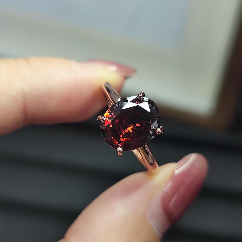 

Кольцо с бриллиантом 5 карат в форме гусиного яйца, покрытое розовым золотом, кольцо с имитацией натурального граната для женщин adjustable opening