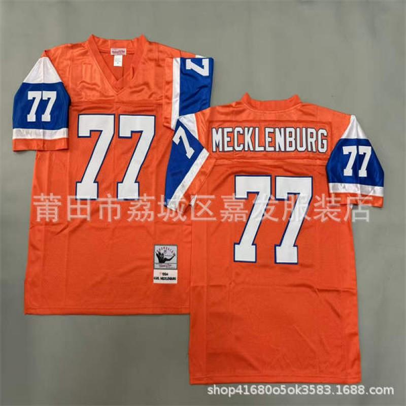 Denver Broncos Retro Football Jersey Mens Cotton Training Shirt NFL Style Rugby Sportswear