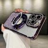 Luxury Plating For Magsafe Magnetic Stand Holder Glitter Diamond Case For iPhone 17 16 15 11 12 13 14 Pro Max Silicone Cover