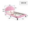 Letto Matrimoniale Imbottito 140 x 200 cm, Struttura con Testiera a Forma di Fiore e Rete a Doghe, per Adulti-Ragazzi in Tessuto di Velluto Amico della Pelle, Letto per Ospiti Rosa