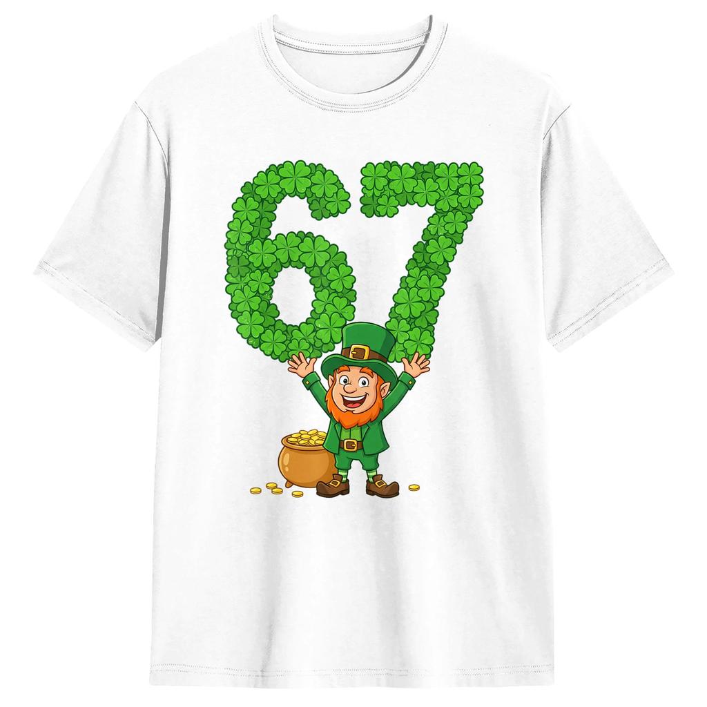 Unisexs TShirt 67 Bruh Shamrock Leprechaun Funny Six Seven St Patricks Day Funny Cotton Tee Shirt Short Sleeve T Shirt Gift Idea
