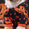 Stretchy Pumpkin Printed Hoodie Soft Pet jumpsuit Cute Pet Cosplay Outfit  Halloween