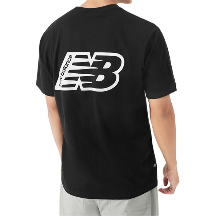New Balance T Shirts Men's Black Crew Neck Moderate Straight Fit AMT23514-BK