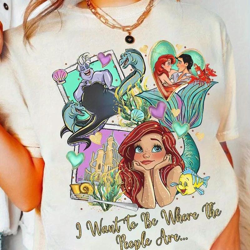 

2026 Summer The Little Mermaid Graphic Tshirt Unisex Unisex Fashion Cotton Quality Casual Loose Short Sleeve Classic Unisex S