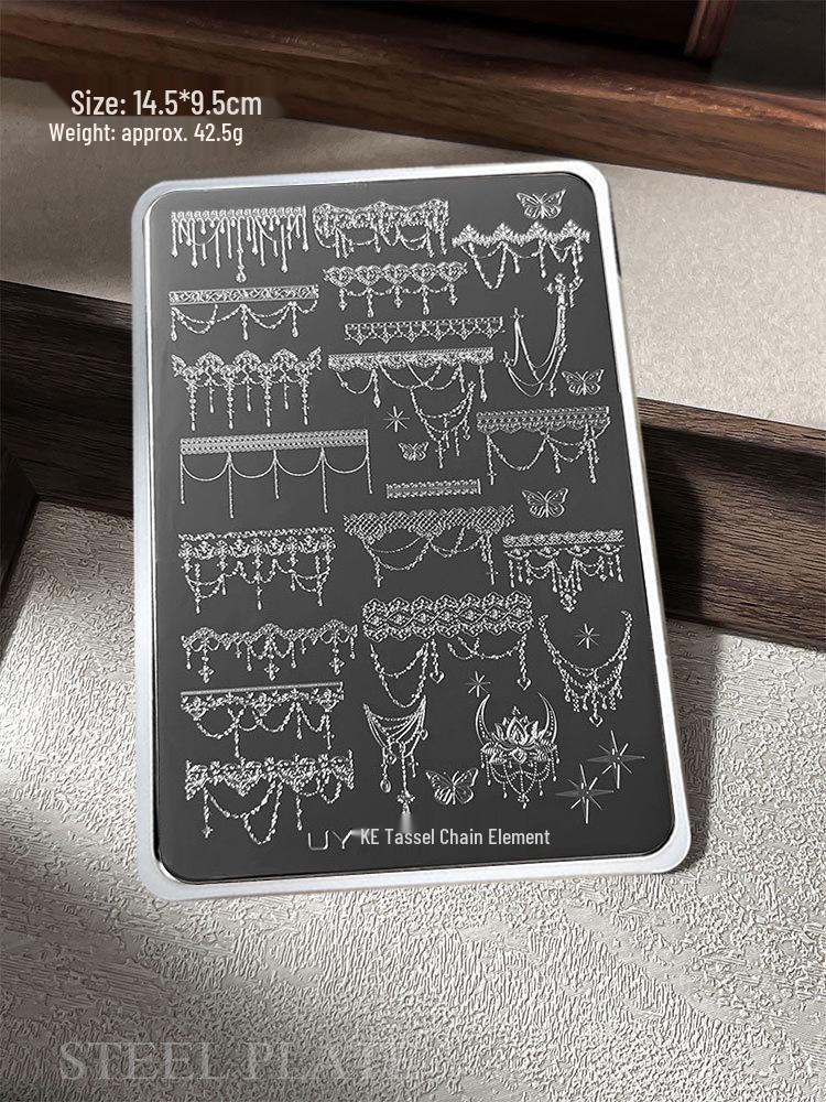 Nail Art Stamping Plates - Star, Polka Dot, Lines, Grid Lace Textures