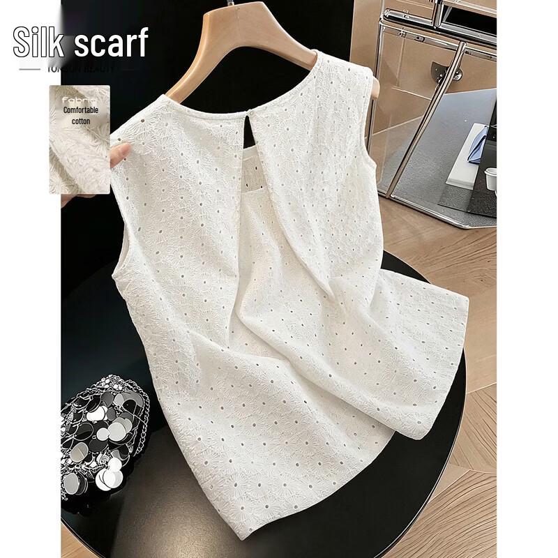 Sibaishe Women s Embroidered Sleeveless Cotton Blouse S