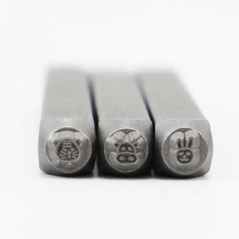 12-teiliges Metallstempel-Prägestempel-Set 1/8'' (3mm) Herz- und Tierstempel-Set Stempelwerkzeug zum Prägen von Metall, Leder, Holz