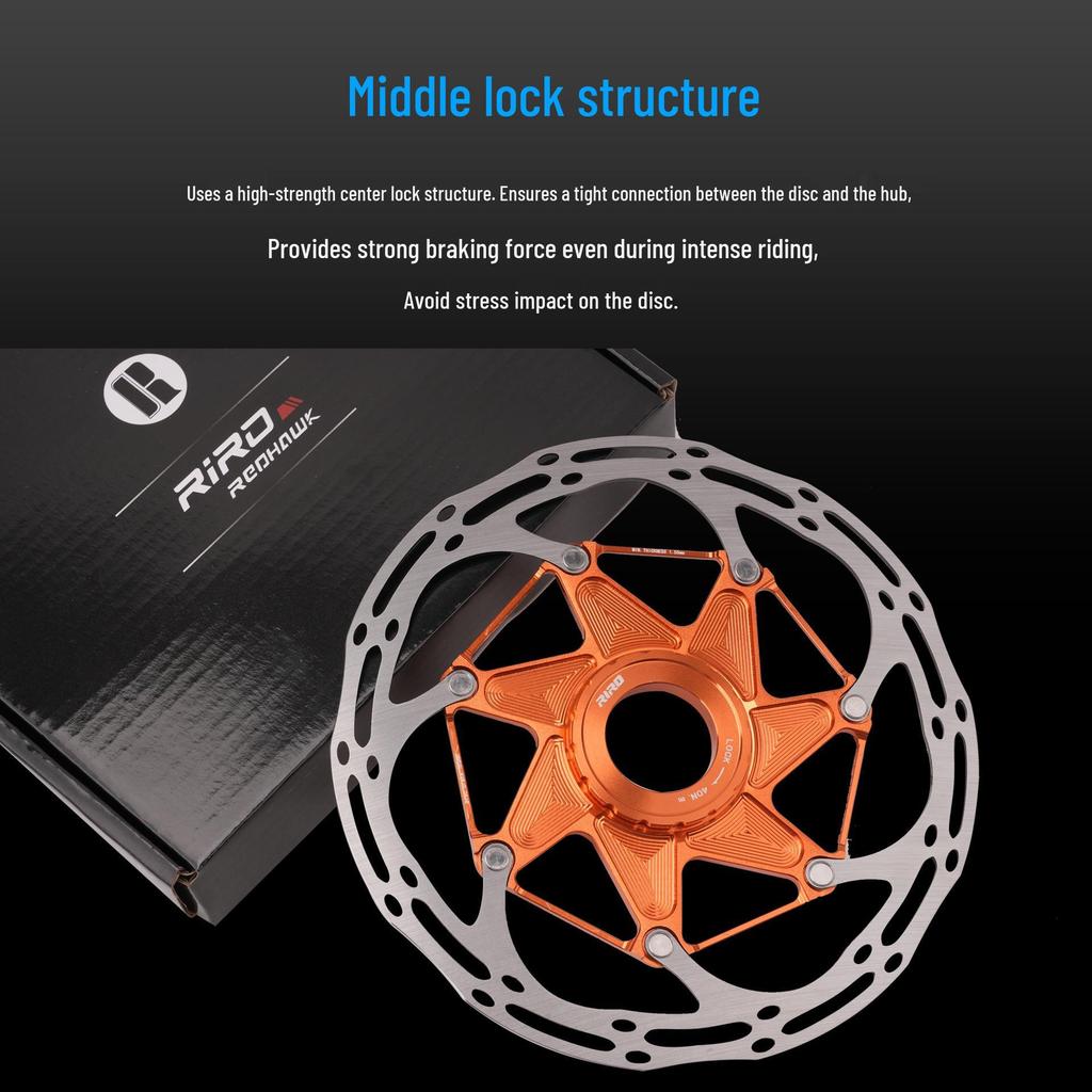 RIRO Ultra-light Center Lock Disc Brake Rotor for Mountain and Road Bikes, 140/160MM, Heat Dissipation.