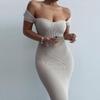 2026 Summer Trendy Women's One-Shoulder Ribbed Long Slim Fit Dress - European & American Style