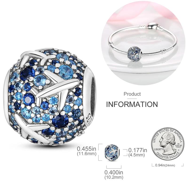 Copper Travel Passport Trunk Charms Fit Original Bracelet Diy Airplane Earth Beads For Jewelry Making Gift