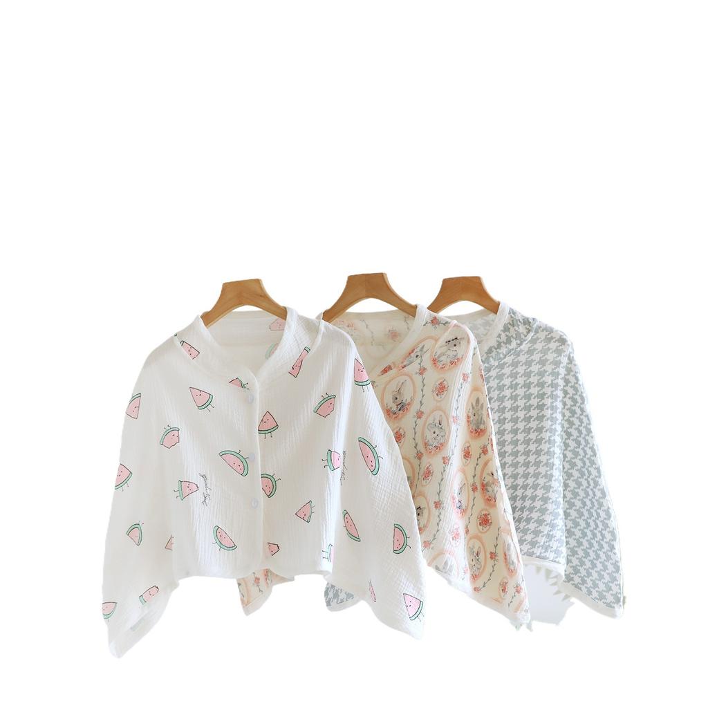 - catty confinement shawl summer thin postpartum shoulder and neck protection cotton gauze vest cape feeding clothes two-piece set