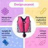 Limmys gilet de natation en néoprène premium - gilet de sauvetage pour enfants - 8 flotteurs amovibles - léopard rose - petit