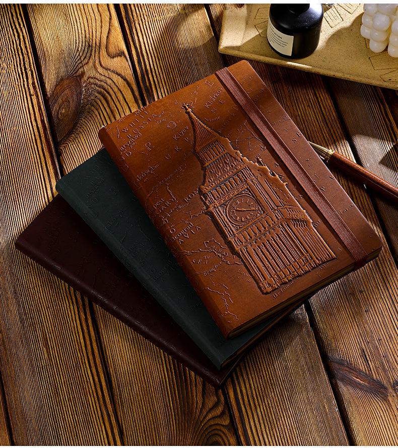 Exclusive Big Ben 3D Embossed A5 Retro Hardcover Planner Notebook with Band Binding