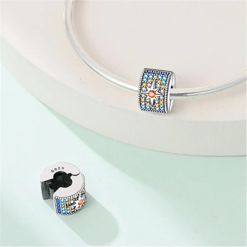 Charms Woman Charm Original Copper Blue Stars Snowflakes Box Beads Fit Bracelet Women Diy Gift Accessory Jewelry