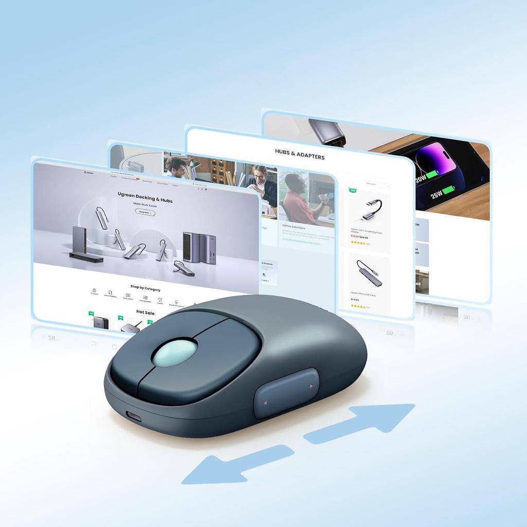 Ugreen MU102 FUN+ Dual-Mode Wireless Mouse, Bluetooth & 2.4 GHz Connectivity, Black Finish