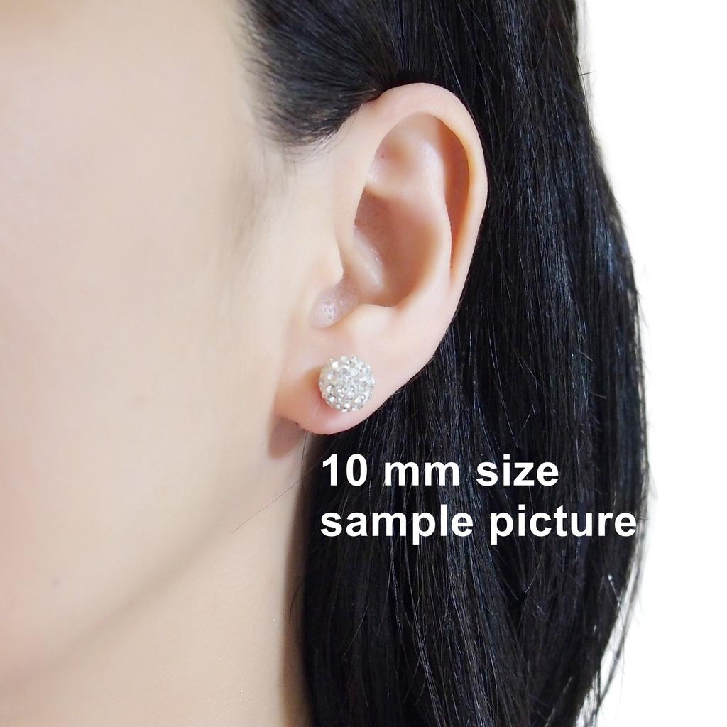Earrings for 8mm pave looks like wedding resin Miyabi Grace women, crystal, ball, popular, earrings, bijou, rhinestone, cute, non-pierced earrings,