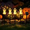 Halloween Party Lawn Decorations 4Pcs/Set Solar Ghost Stake Light 4-in-1 Pumpkin with LED Garden Landscape Lighting Lights Waterproof Decorative